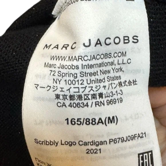 Marc Jacobs heaven Black Cropped Women's Top scribbly logo cardigan Sz M